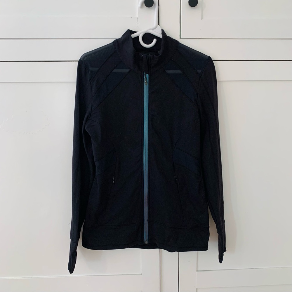 Kyodan Black Mesh Zip Up Thumbhole Jacket Size Small